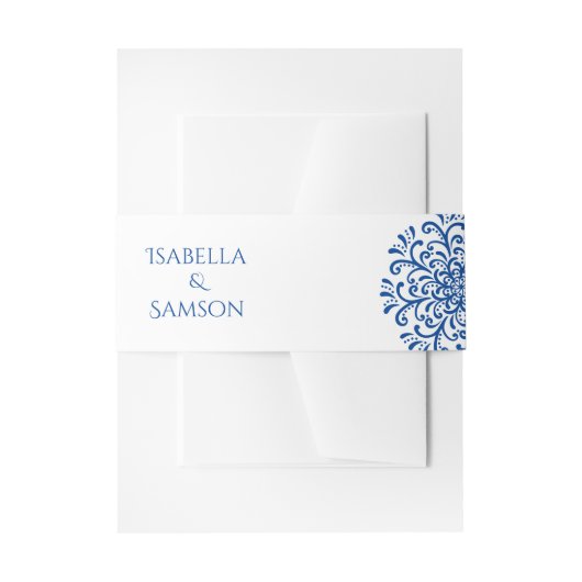 Whimsical Blauw Bloeiende Bruiloft Uitnodigingen Wikkel (Voorkant Voorbeeld)