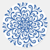 Whimsical Blauw Bloeiende Sticker (Voorkant)