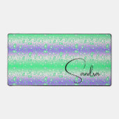 Whimsical Blauw en Groen Bloemen Ontwerp Bureaumat (Voorkant)