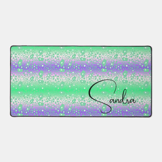 Whimsical Blauw en Groen Bloemen Ontwerp Bureaumat (Voorkant)