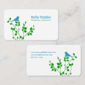 Whimsical Blauw en Groen Vogel Natuur Designer Visitekaartje (Voorkant / Achterkant)