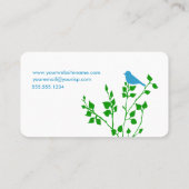 Whimsical Blauw en Groen Vogel Natuur Designer Visitekaartje (Achterkant)