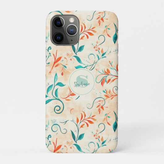 Whimsical Blauw en Rood Paisley Blad Patroon (2) Case-Mate iPhone Case (Achterkant)