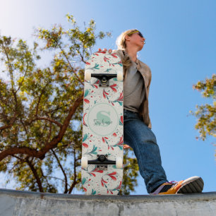 Whimsical Blauw en Rood Paisley Blad Patroon (2) Persoonlijk Skateboard