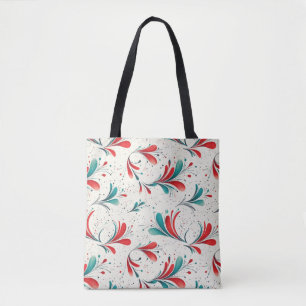 Whimsical Blauw en Rood Paisley Blad Patroon (2) Tote Bag