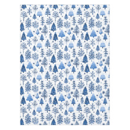 Whimsical Blauw en Wit Winter Tree en Sneeuwvlok Tafelkleed