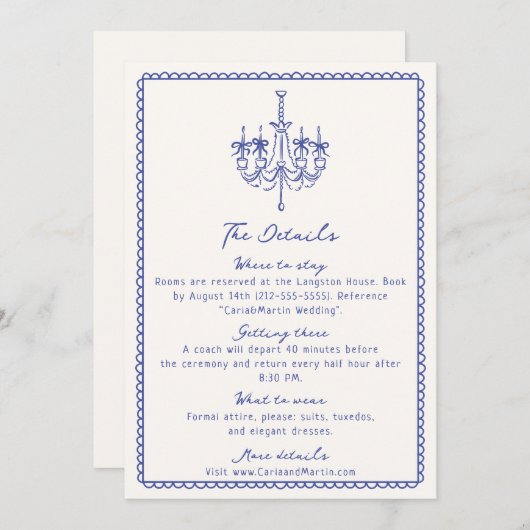 Whimsical blauw, hand getrokken behuizing kaart (Voorkant / Achterkant)