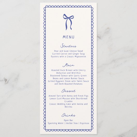 Whimsical, blauw Hand getrokken bruiloft Flat Menu (Voorkant)