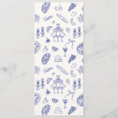 Whimsical, blauw Hand getrokken bruiloft Flat Menu (Achterkant)