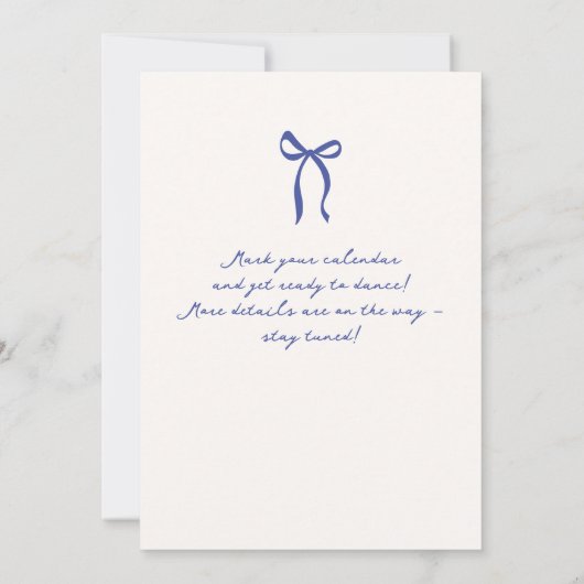 Whimsical blauw, Hand getrokken bruiloft opslaan v Kaart (Achterkant)