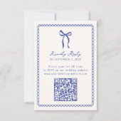 Whimsical, blauw Hand getrokken bruiloft QR code R RSVP Kaartje (Voorkant)