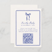 Whimsical, blauw Hand getrokken bruiloft QR code R RSVP Kaartje (Voorkant / Achterkant)