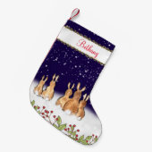 Whimsical Blauw Konijntje Gepersonaliseerde Kerstm Kleine Kerstsok (Voorkant (Hangend))