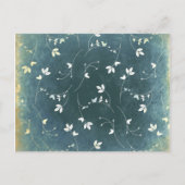 Whimsical Blauw Patroon met Vogels en Blad Briefkaart (Voorkant)