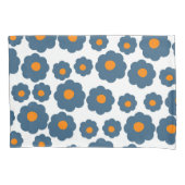 Whimsical Blauw & Sinaasappel Bloemen Retro, Vroli Kussensloop (Voorkant)