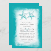 Whimsical blauw strand repetitie diner uitnodiging (Voorkant / Achterkant)