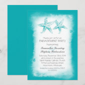 Whimsical blauw strand verlovingsfeest uitnodiging (Voorkant / Achterkant)