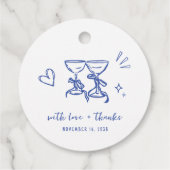 Whimsical Blauw Trouw Dank Je Bedankjes Labels (Achterkant)