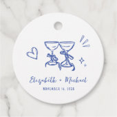 Whimsical Blauw Trouw Dank Je Bedankjes Labels (Voorkant)