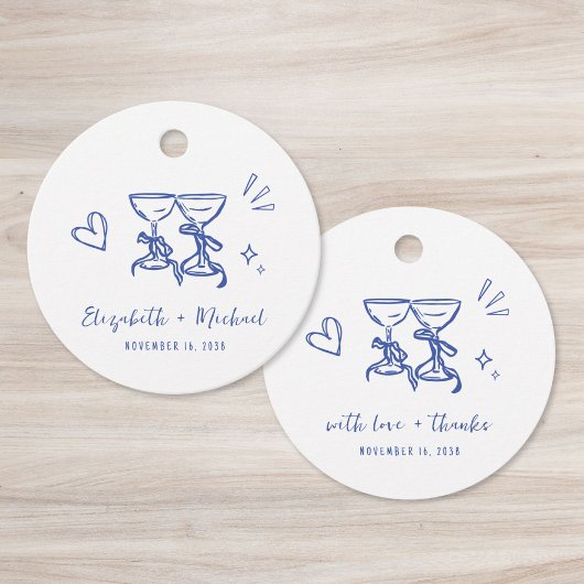 Whimsical Blauw Trouw Dank Je Bedankjes Labels