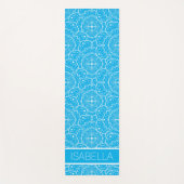 Whimsical Blauw Wit Mandala Patroon Gepersonalisee Yogamat (Voorkant)