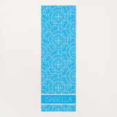 Whimsical Blauw Wit Mandala Patroon Gepersonalisee Yogamat (Achterkant)