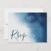 Whimsical Blauw Wit Sneeuwvlok Bruiloft RSVP Kaartje (Voorkant)