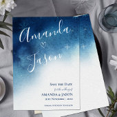 Whimsical Blauw Wit Sneeuwvlok Elegantie Bruiloft Save The Date