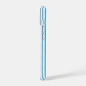 Whimsical Blauw Witte Streep Preppy Monogram iPhone 15 Case (Linkerkant)