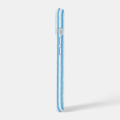 Whimsical Blauw Witte Streep Preppy Monogram iPhone 15 Case (Linkerkant)