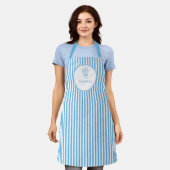 Whimsical Blauw Witte Streep Preppy Schort (Gedragen)