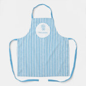 Whimsical Blauw Witte Streep Preppy Schort (Voorkant)