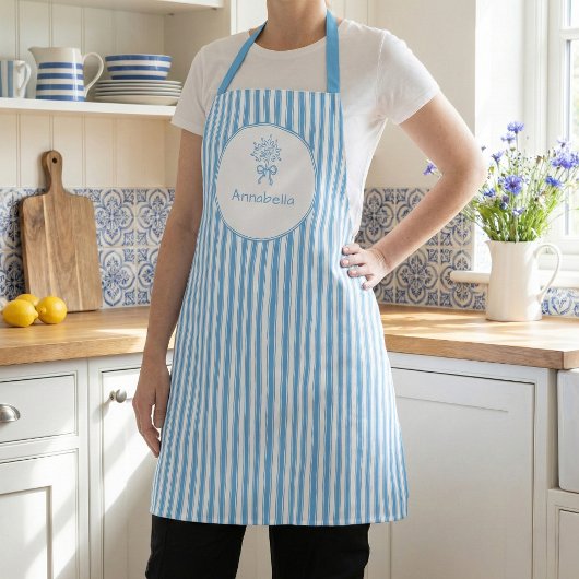 Whimsical Blauw Witte Streep Preppy Schort