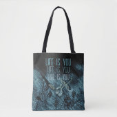 Whimsical Blauw Zwart Roos Tekst Tote Bag (Voorkant)