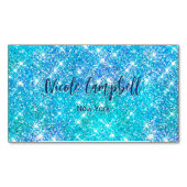Whimsical blauwe aqua faux Glitter Magnetisch Visitekaartje (Voorkant)