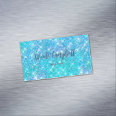 Whimsical blauwe aqua faux Glitter Magnetisch Visitekaartje (Voorbeeld)