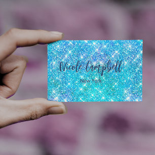 Whimsical blauwe aqua faux Glitter Magnetisch Visitekaartje