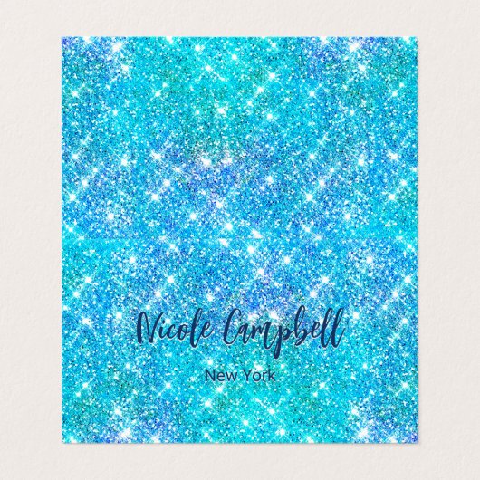 Whimsical blauwe aqua faux Glitter Visitekaartje (Buitenkant ongevouwen)