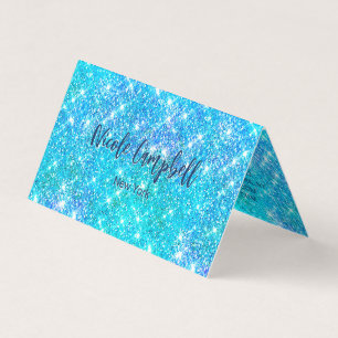 Whimsical blauwe aqua faux Glitter Visitekaartje