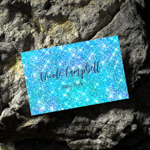 Whimsical blauwe aqua faux Glitter Visitekaartje