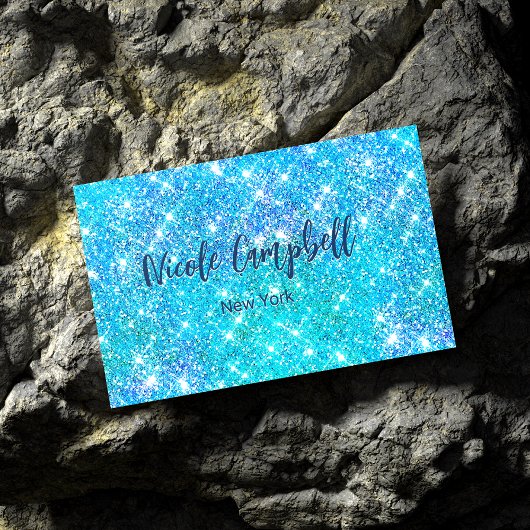Whimsical blauwe aqua faux Glitter Visitekaartje