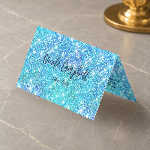 Whimsical blauwe aqua nepschittering visitekaartje