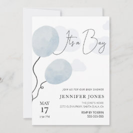 Whimsical blauwe ballon het is een jongen kaart