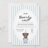 Whimsical blauwe beer wachten teddybeer kaart (Voorkant)