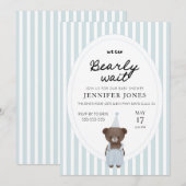 Whimsical blauwe beer wachten teddybeer kaart (Voorkant / Achterkant)