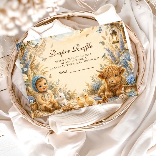 Whimsical Blauwe Boho Luier Raffle Informatiekaartje