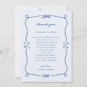 Whimsical Blauwe Bruiloft Receptie Tafel Dank u Bedankkaart (Voorkant)