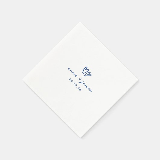 Whimsical Blauwe Doodle Harten Bruiloft Servet (Hoek)