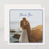 Whimsical, blauwe hand getrokken bruiloft bedankka bedankkaart (Voorkant / Achterkant)