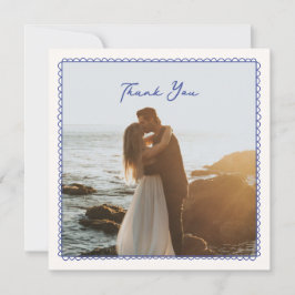 Whimsical, blauwe hand getrokken bruiloft bedankka bedankkaart